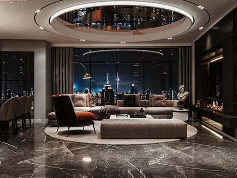 Căn hộ duplex của nữ CEO 9x ở Hà Nội: Bao trọn view sông Hồng, thiết kế luxury hiện đại tone chủ đạo nâu đen cực huyền bí